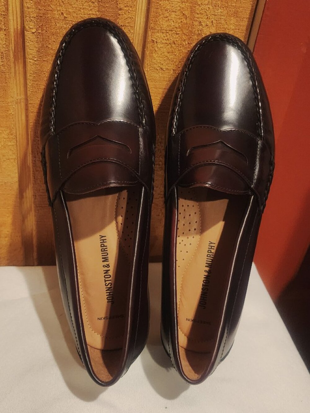 Johnston & Murphy Men's Hayes Oiled Leather Penny Keeper Loafers Size 9M